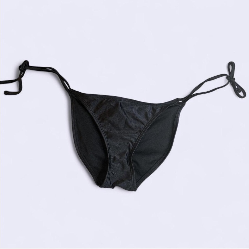 Xhilaration Black Side Tie Bikini Bottoms Women's Small Ruched Back Cheeky
